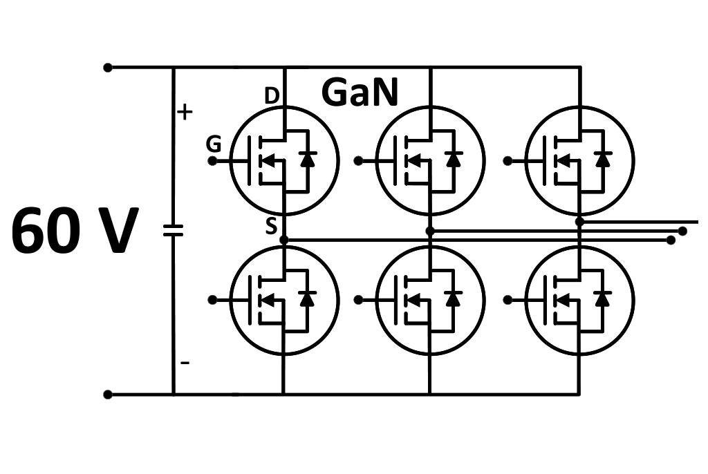 由 60V 電池供電的級聯 H 橋 GaN 系統